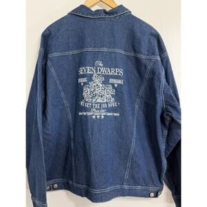 Vintage Disney Snow White The Seven Dwarves Embroidered Denim Jean Jacket XL